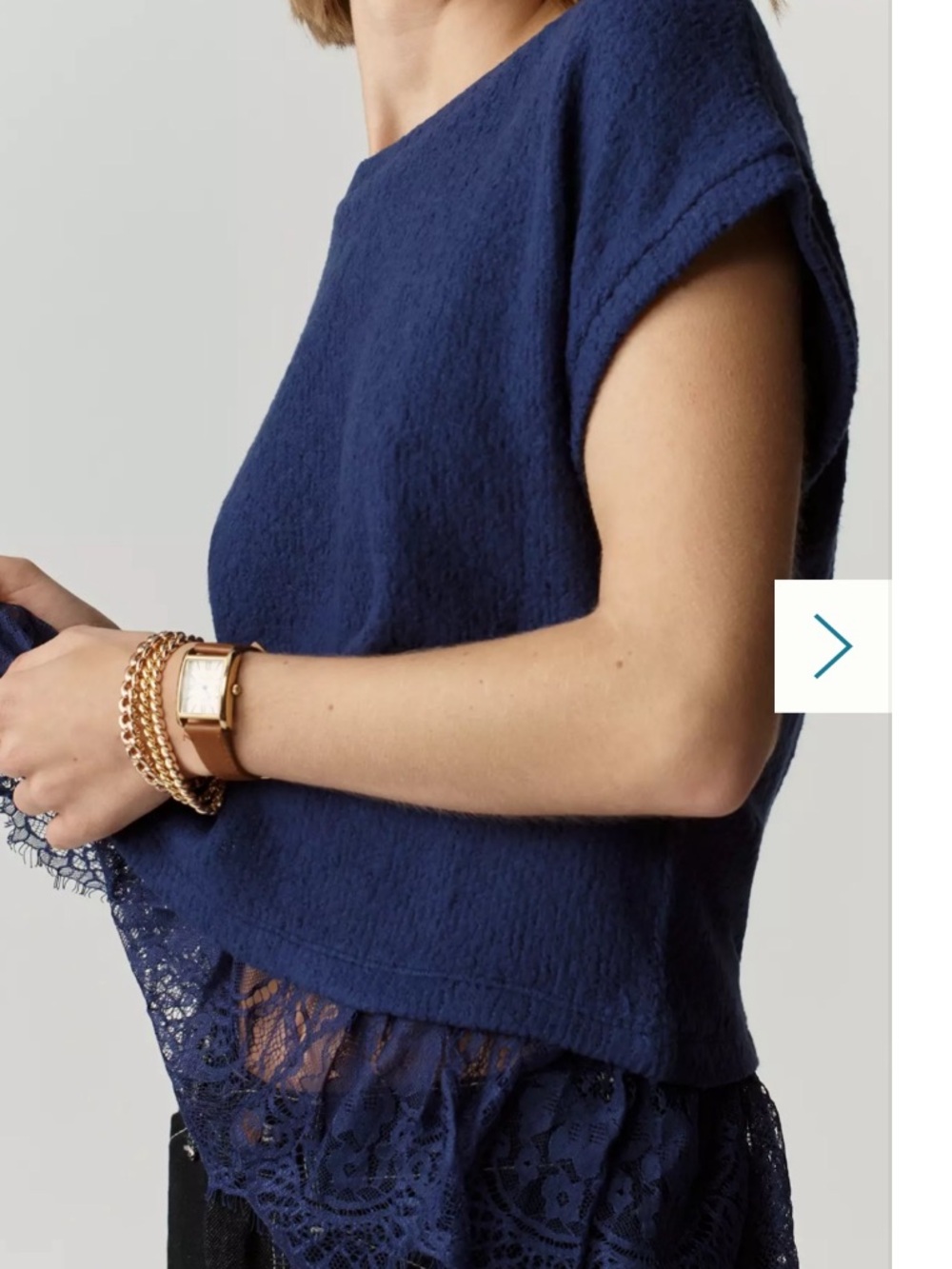Anthropologie Maeve Ruffled Lace Tee Beacon Blue Size XS - Picture 2 of 6